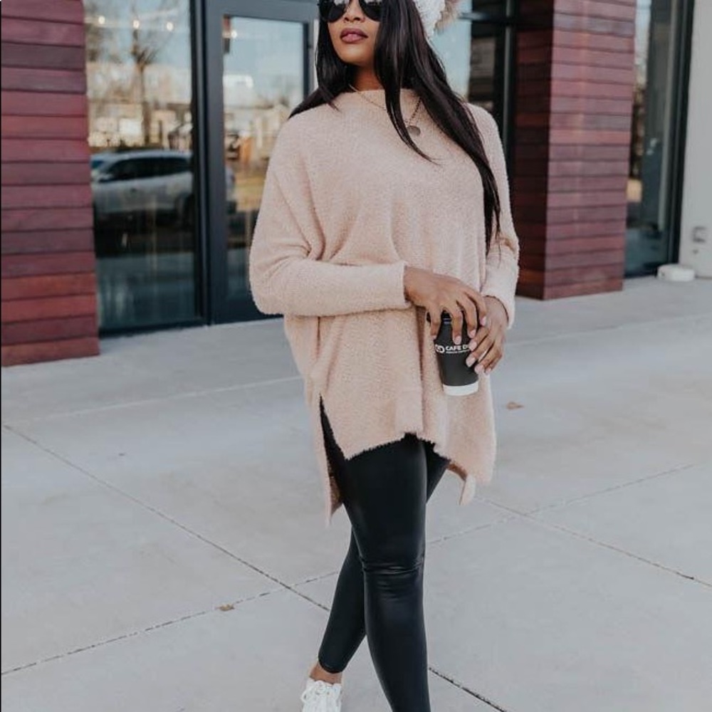 Pink Lily uncomplicate my life taupe pullover